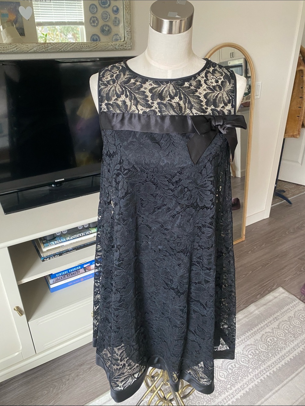 Vintage 1960s Black Lace Tent Dress